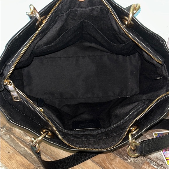 Coach Black Leather Tote with Signature Logo - Picture 10 of 12